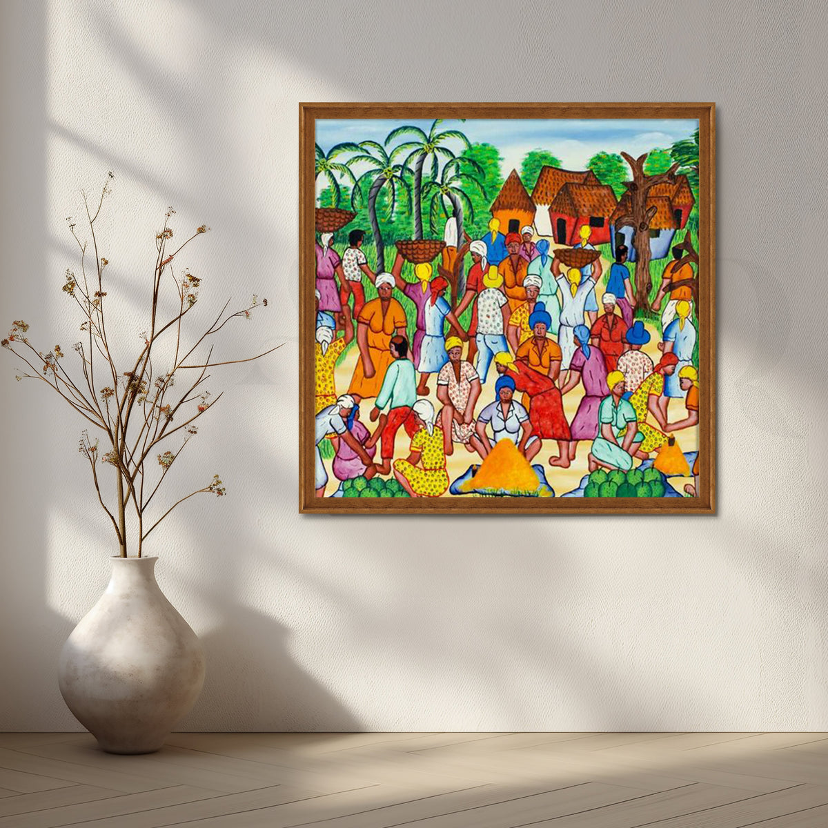 Vibrant Village Market Canvas Artwork – Asha Art Studio – Image 6