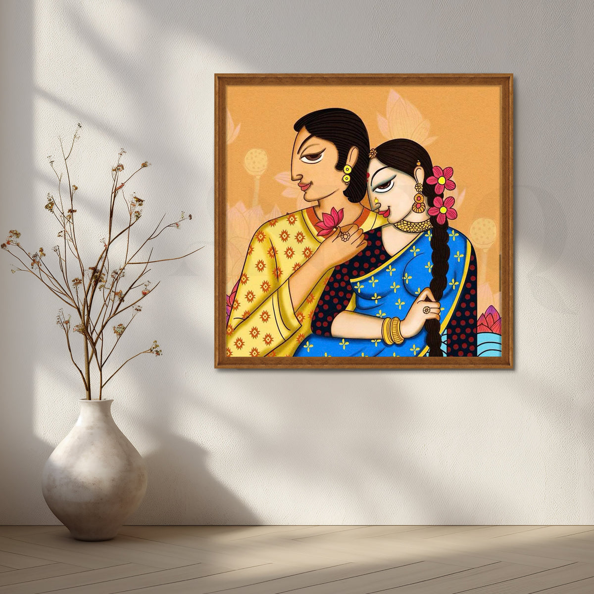Romantic Indian Folk Couple Artwork – Asha Art Studio – Image 6
