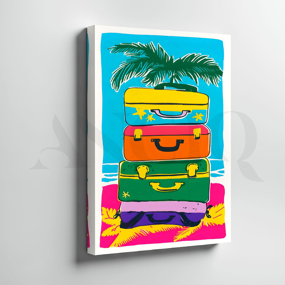 Travel Suitcase Canvas Wall Artwork (Ready to Ship) – Asha Art Studio – Image 3