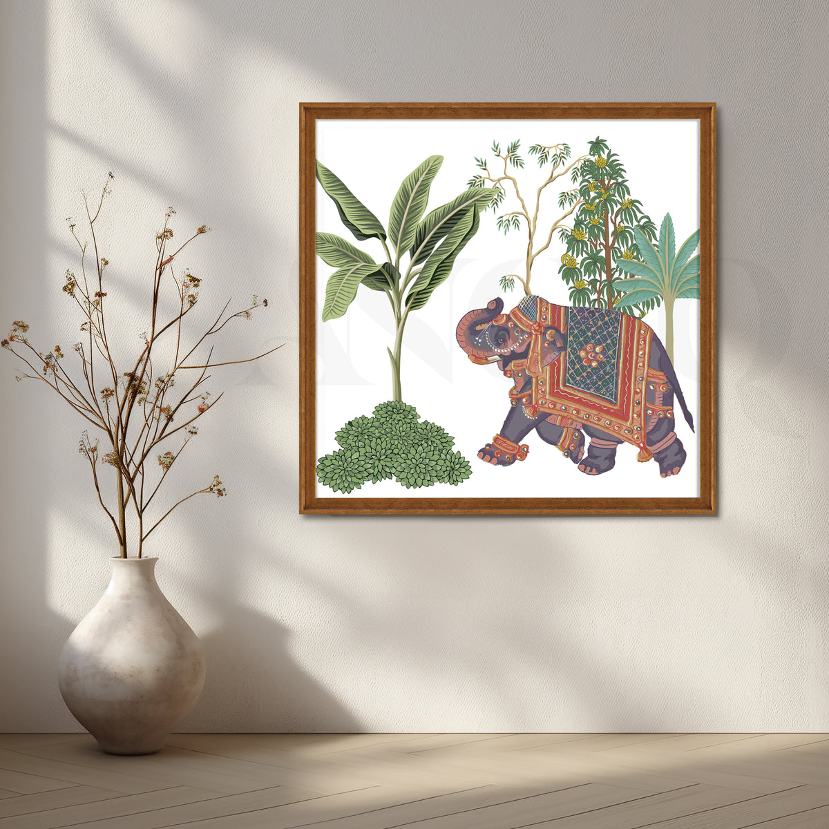 Tropical Jungle Elephant Botanical Canvas Artwork – Asha Art Studio – Image 6