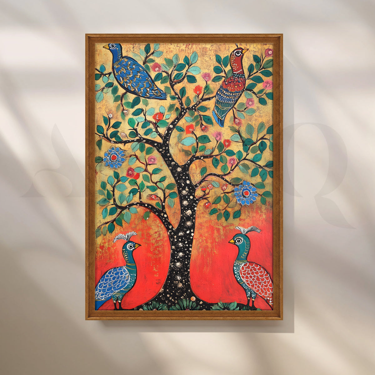Traditional Peacock Tree Folk Artwork – Asha Art Studio – Image 6