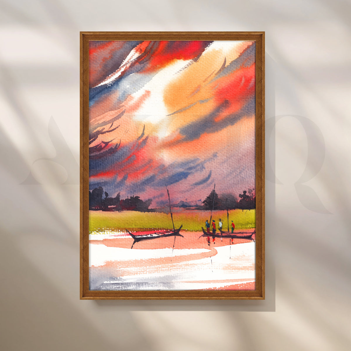 Crimson Sunset River Canvas Artwork – Asha Art Studio – Image 6