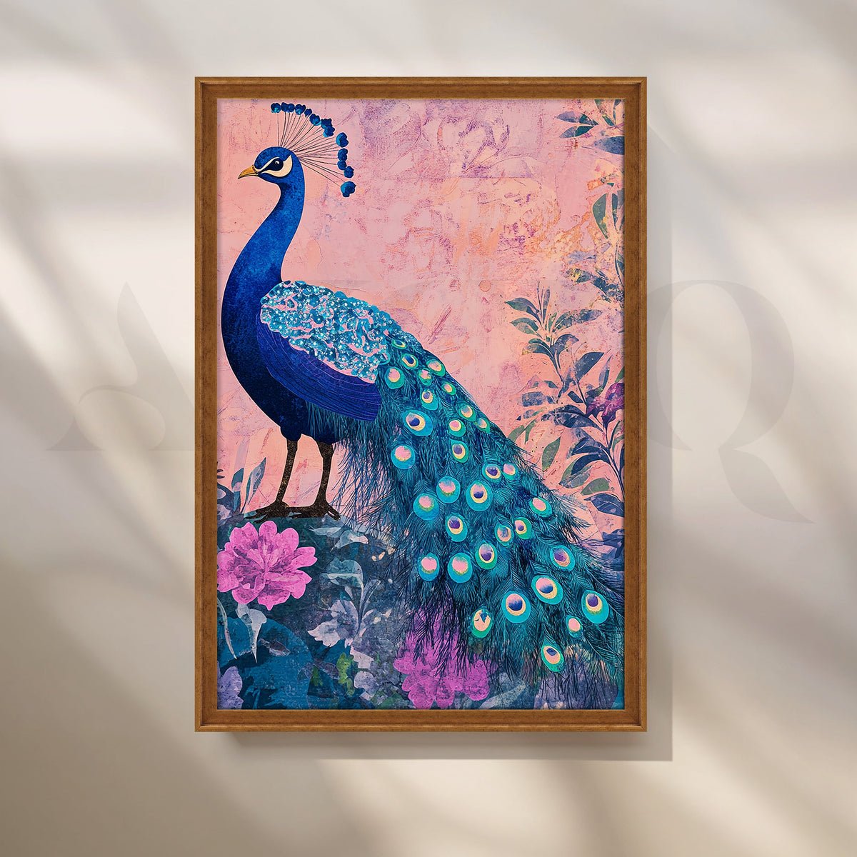 Royal Blue Peacock Canvas Artwork – Asha Art Studio – Image 6