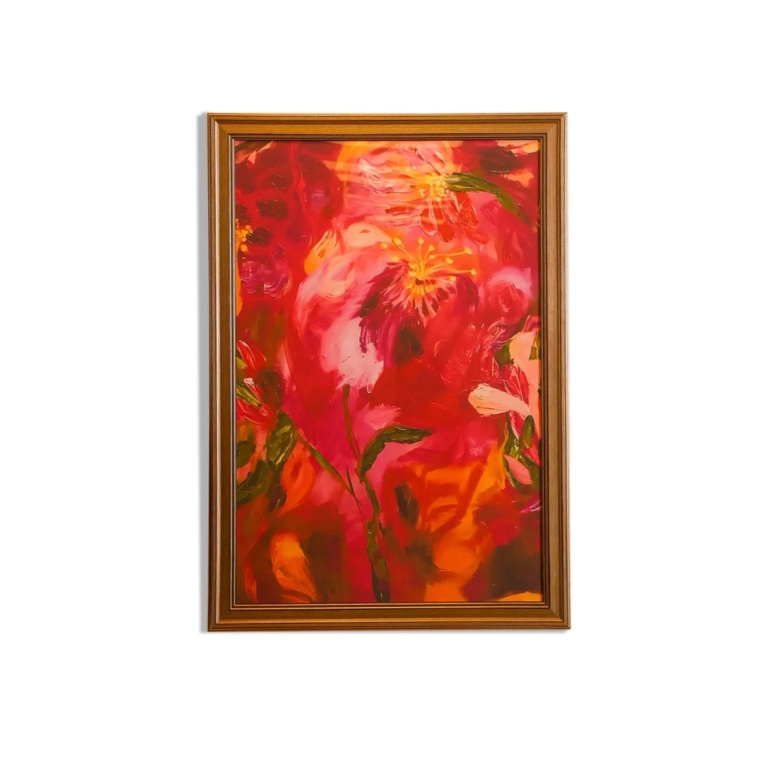Crimson Floral Expression Framed Artwork – Asha Art Studio