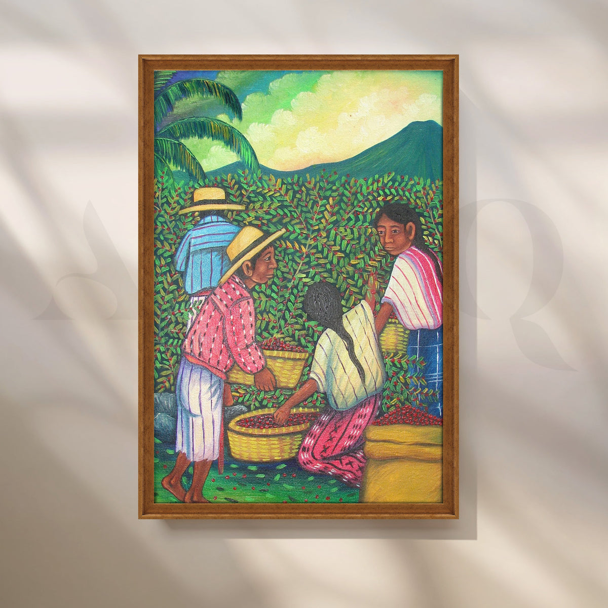 Coffee Harvest Village Canvas Artwork – Asha Art Studio – Image 6
