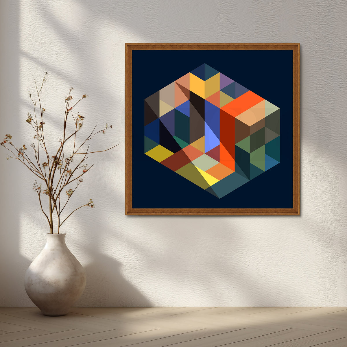 Modern Isometric Cube Canvas Artwork – Asha Art Studio – Image 6