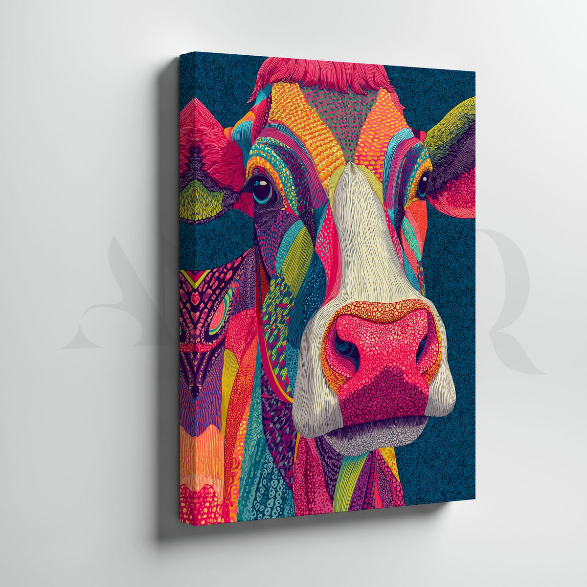 Colorful Cow Pop Art Canvas Artwork (Ready to Ship) – Asha Art Studio – Image 3