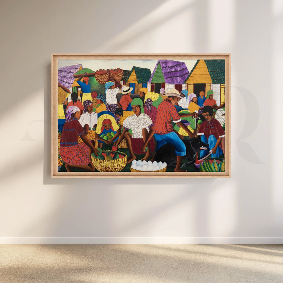 Colorful Village Market Canvas Artwork – Asha Art Studio – Image 5