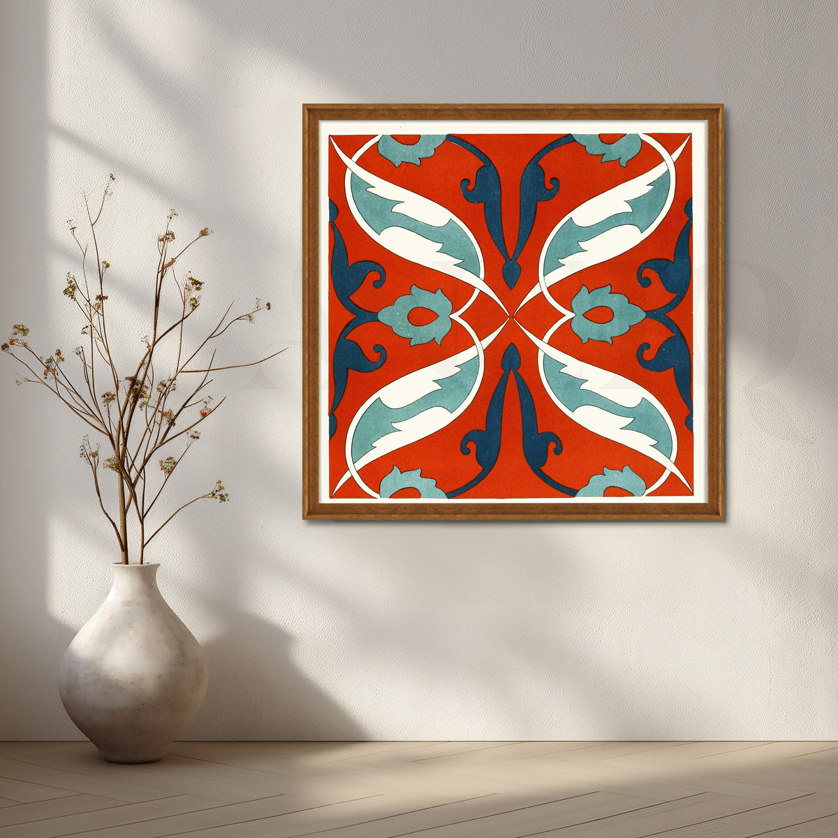 Moroccan Red Tile Pattern Canvas Artwork – Asha Art Studio – Image 6