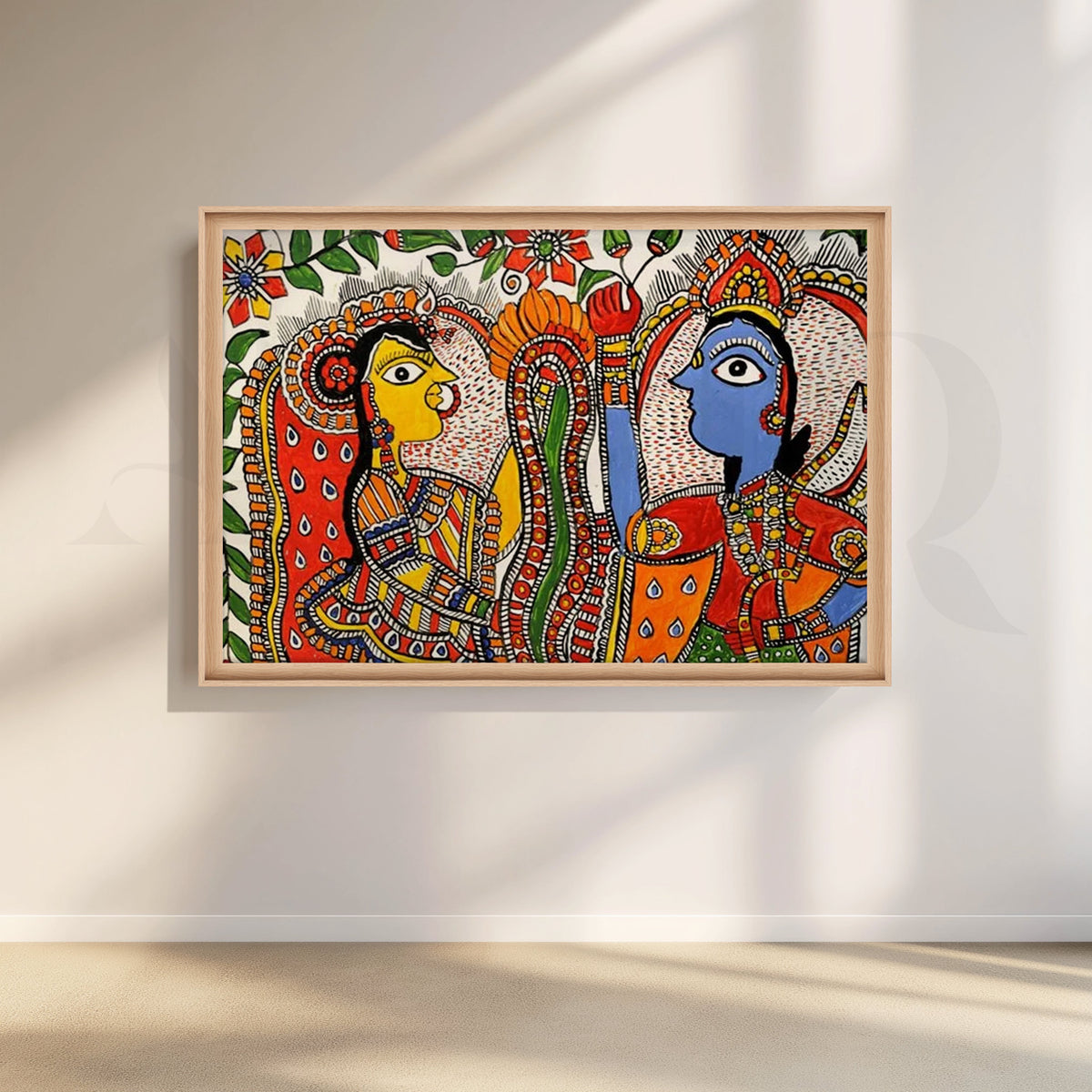 Madhubani Couple Mythology Canvas Artwork – Asha Art Studio – Image 5