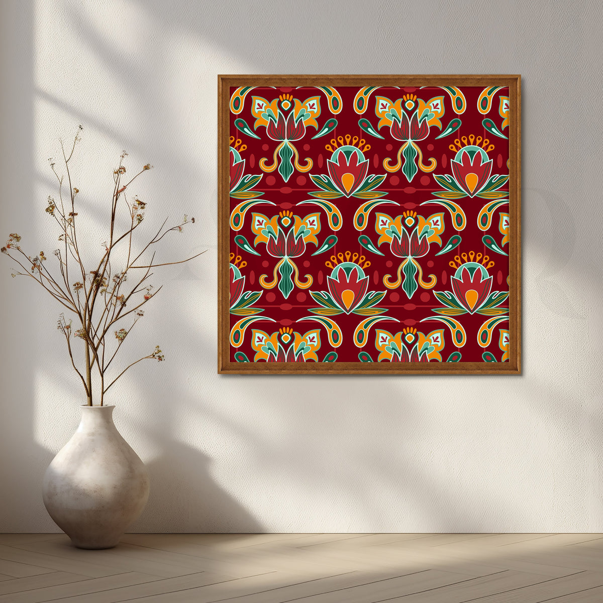 Crimson Bloom Canvas Artwork – Asha Art Studio – Image 6