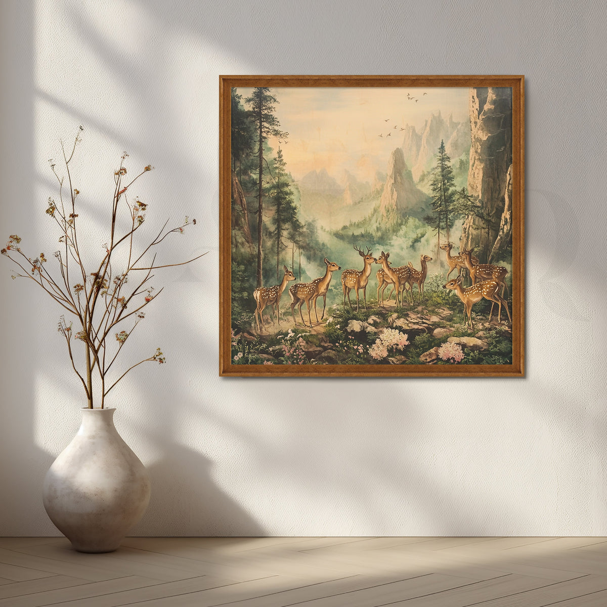Forest Gathering of Deers Canvas Artwork – Asha Art Studio – Image 6