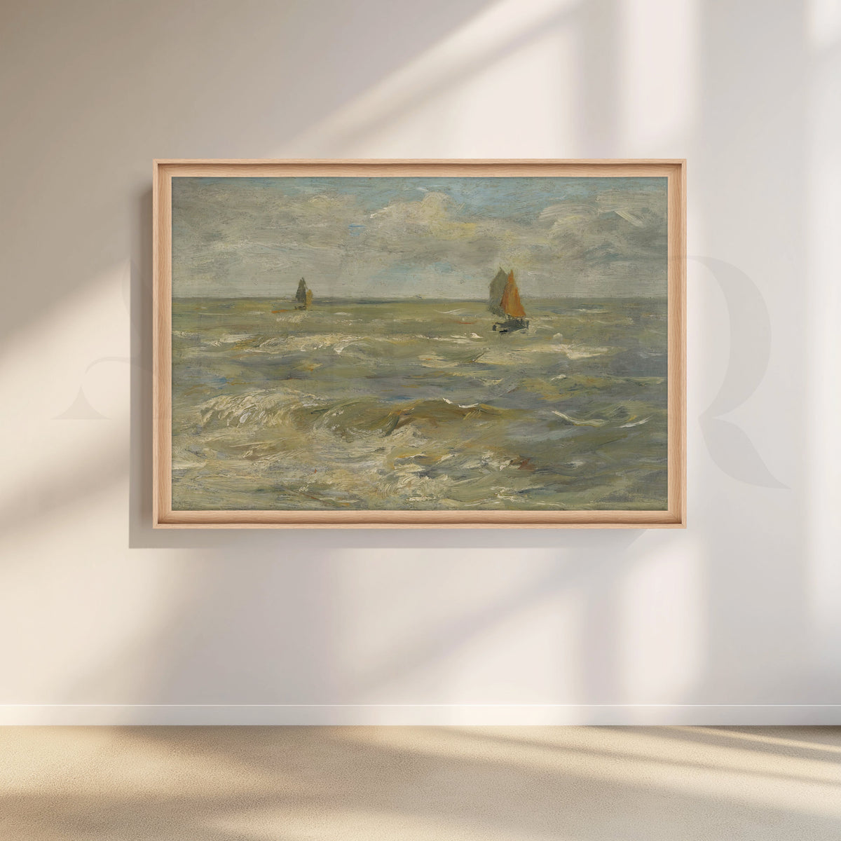 Rough Sea and Distant Sails Canvas Artwork – Asha Art Studio – Image 5