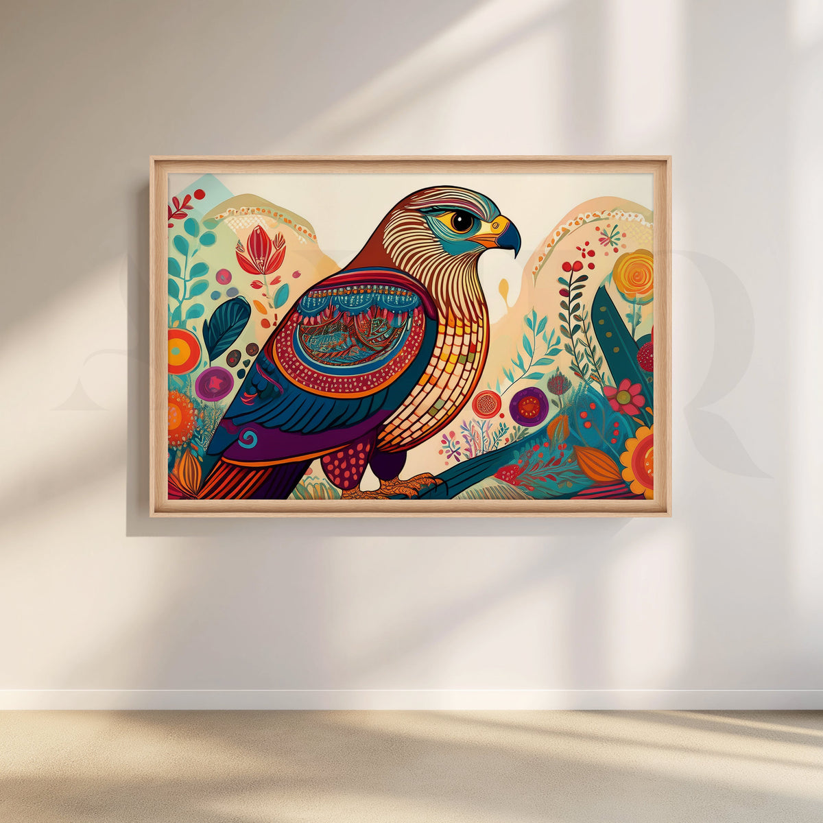 Colourful Indian Bird Folk Art Canvas Artwork – Asha Art Studio – Image 5