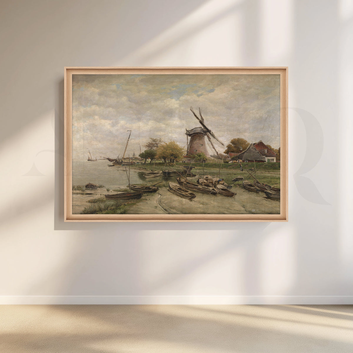 Riverside Windmill Landscape Canvas Artwork – Asha Art Studio – Image 5