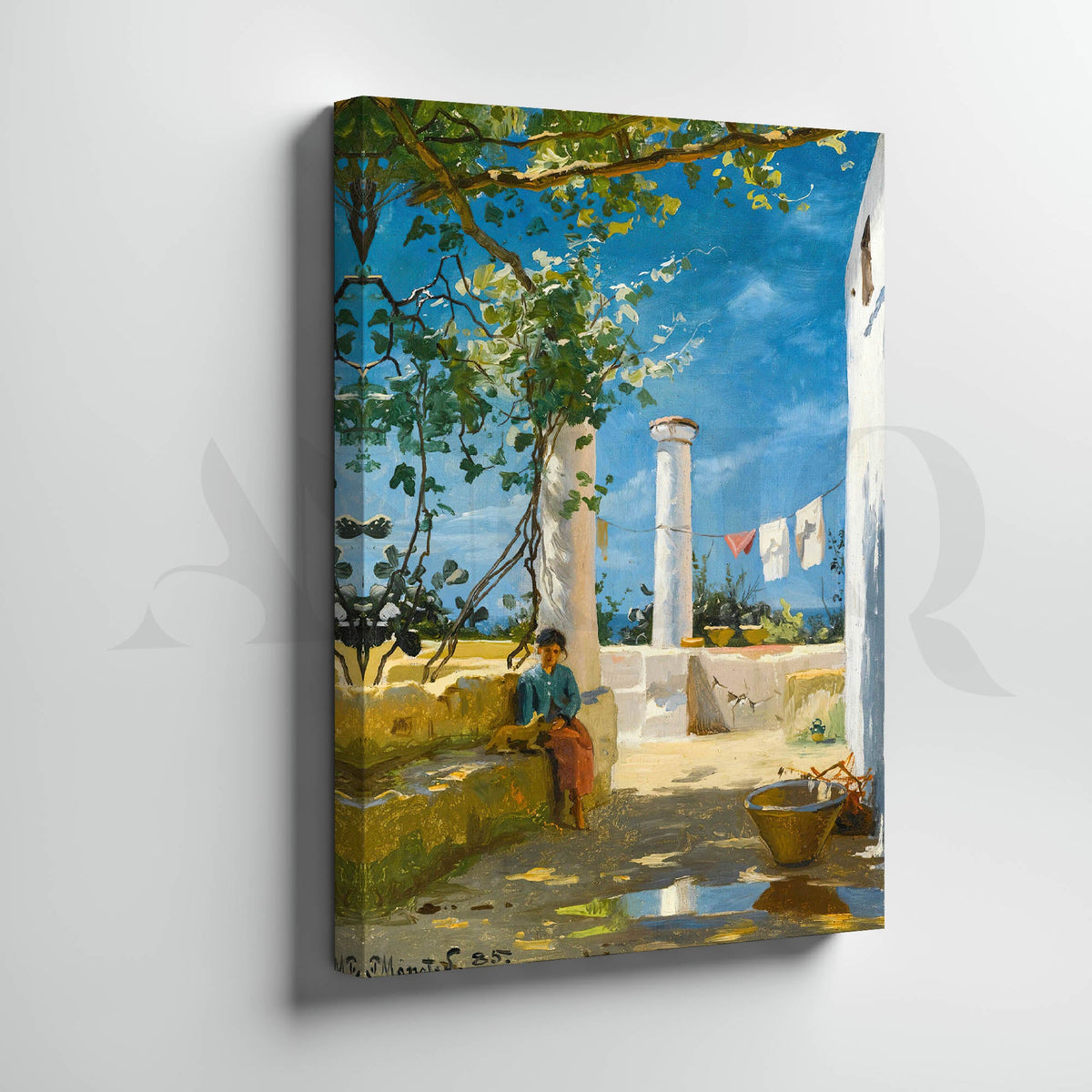 Sunlit Courtyard Canvas Artwork (Ready to Ship) – Asha Art Studio – Image 3