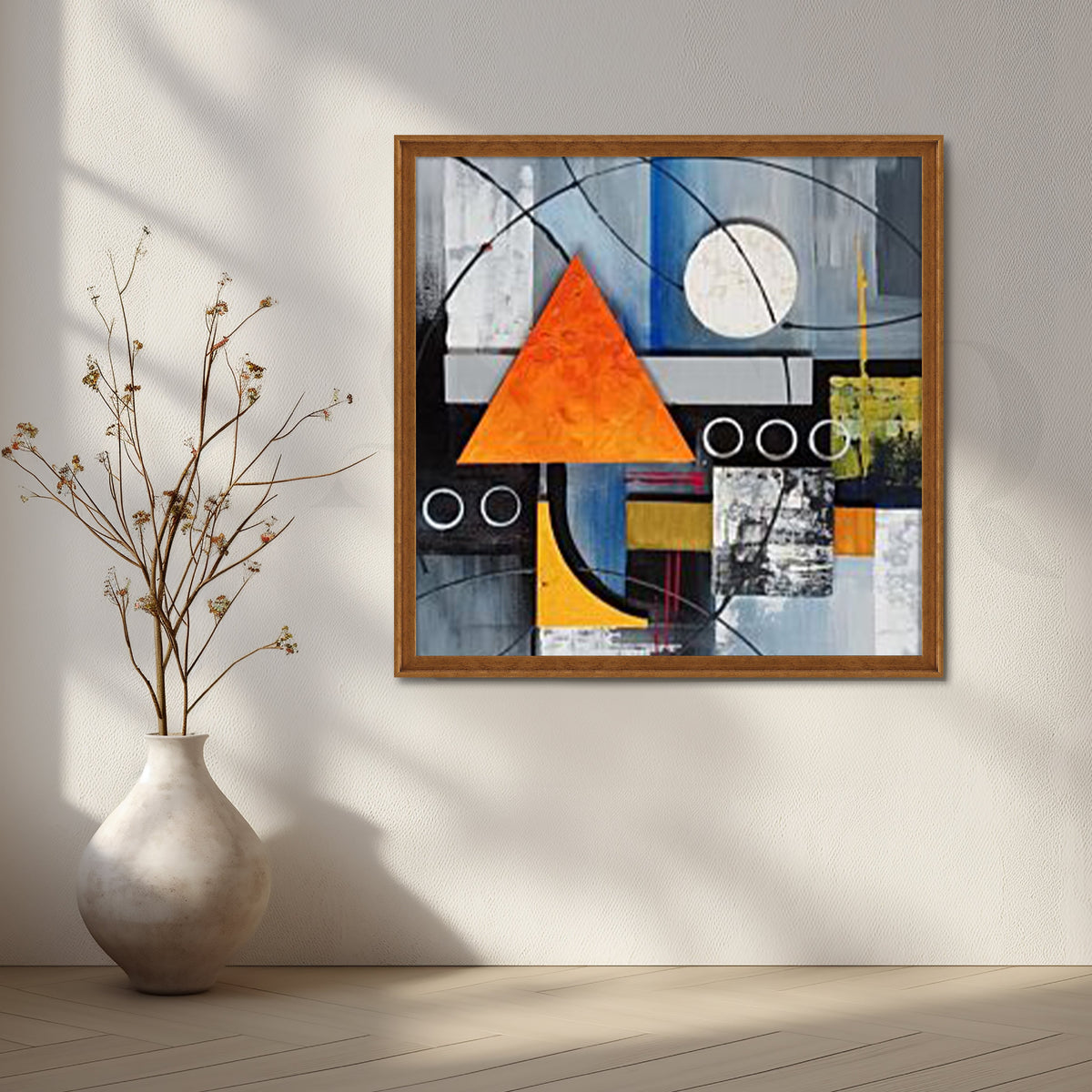 Orange Triangle Modern Canvas Artwork – Asha Art Studio – Image 6