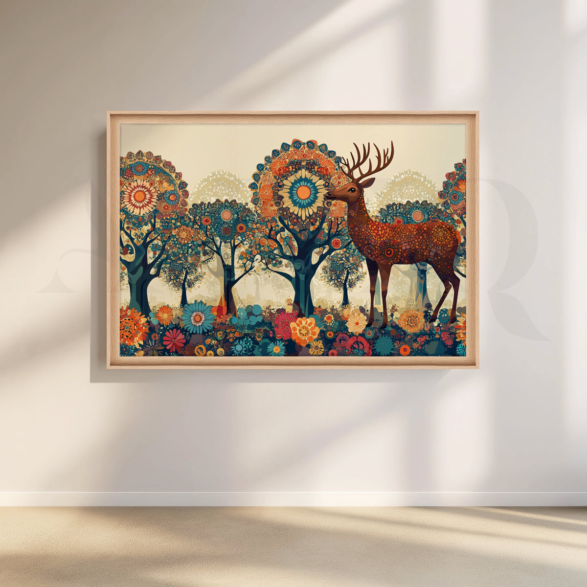 Enchanted Deer in Floral Forest Canvas Artwork – Asha Art Studio – Image 5