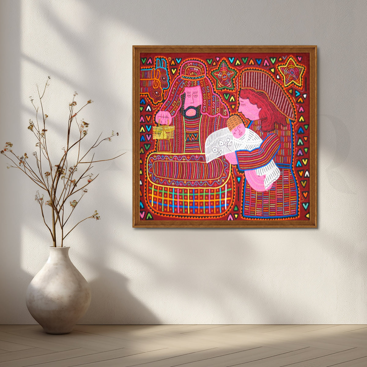 Folk Nativity Family Canvas Artwork – Asha Art Studio – Image 6