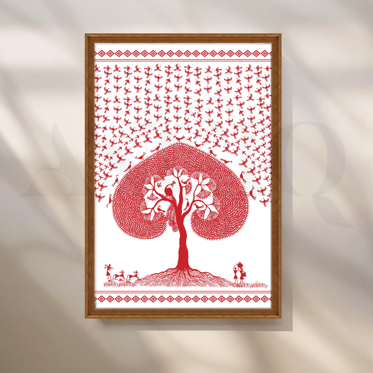 Red Warli Tree of Life Canvas Artwork – Asha Art Studio – Image 6
