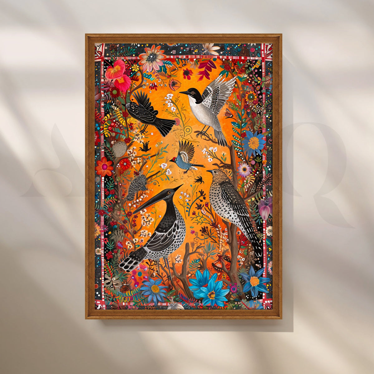 Folk Birds of India Canvas Artwork – Asha Art Studio – Image 6