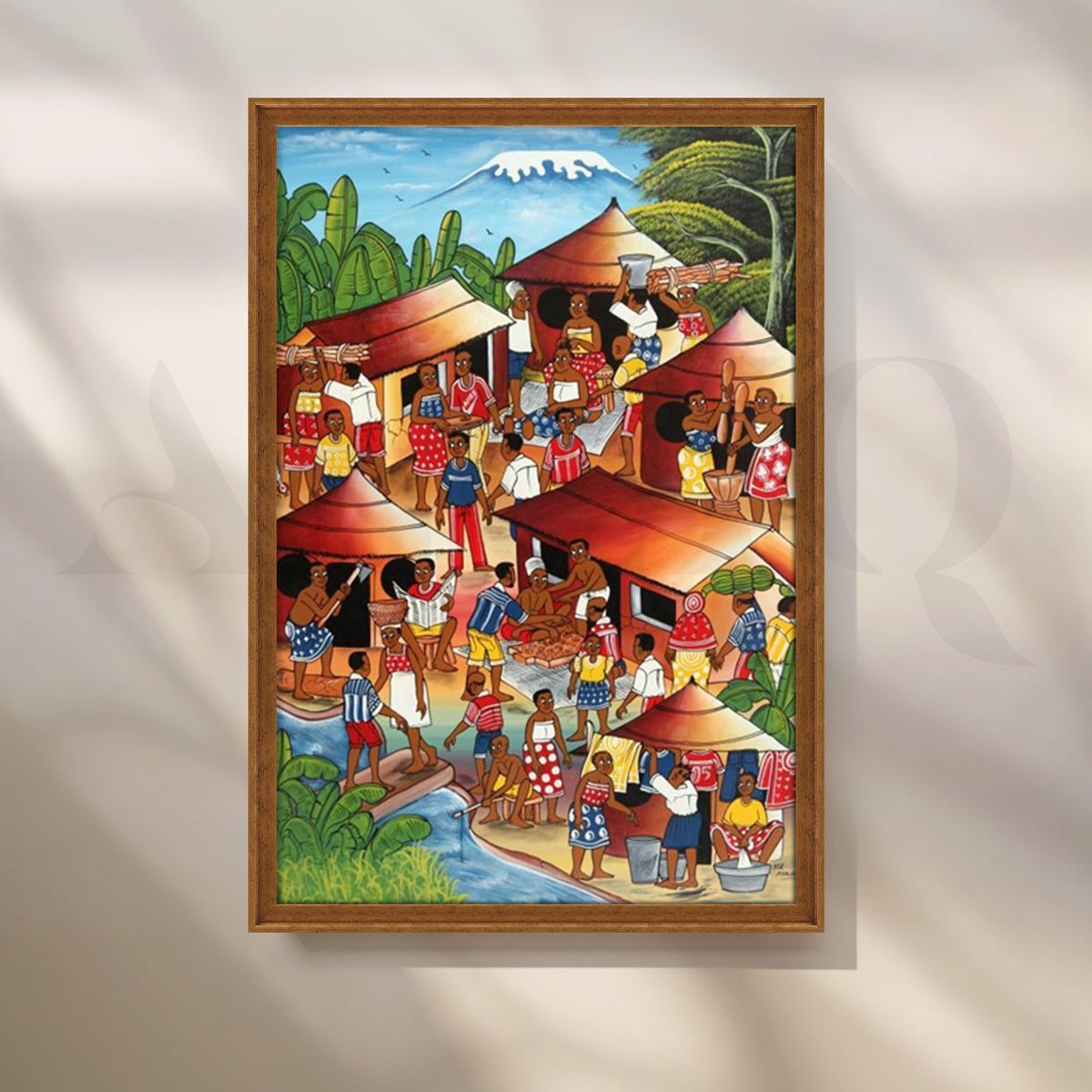 Vibrant African Village Market Canvas Artwork – Asha Art Studio – Image 6