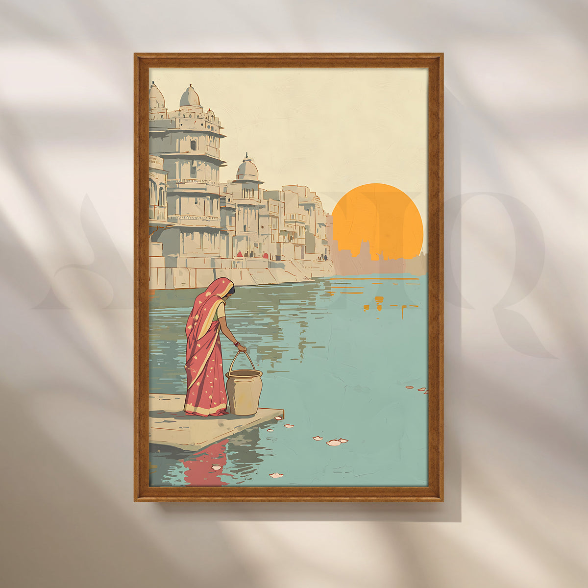 Morning by the Ghats Canvas Artwork – Asha Art Studio – Image 6