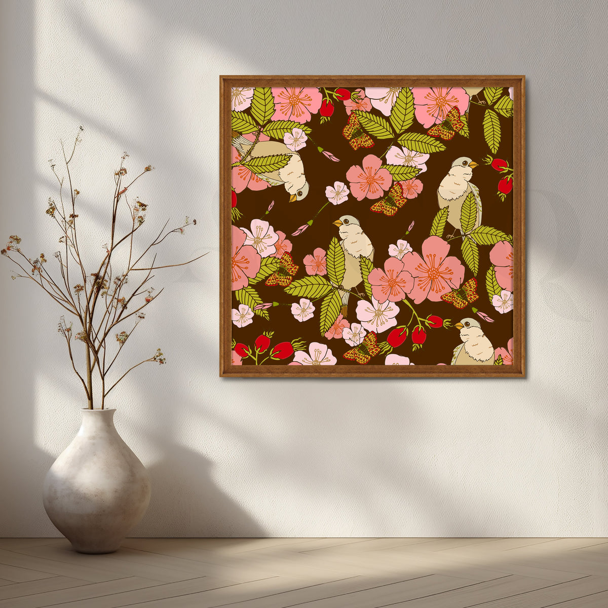 Tropical Birds and Blossoms Canvas Artwork – Asha Art Studio – Image 6