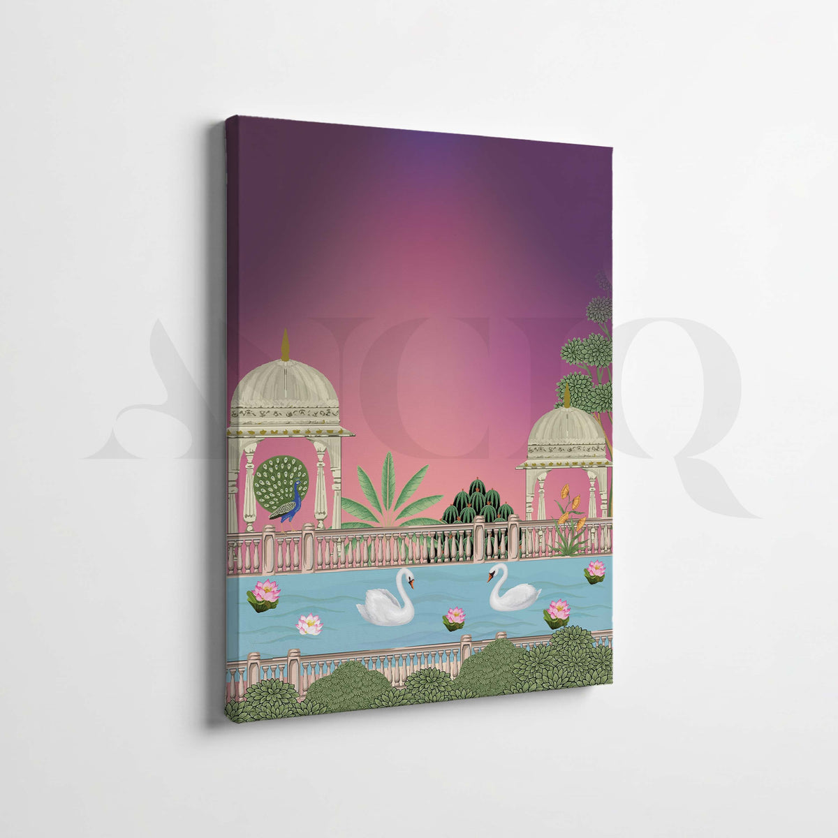 Royal Swan Palace Gallery Wall Canvas Artwork Set of 2 – Asha Art Studio – Image 3