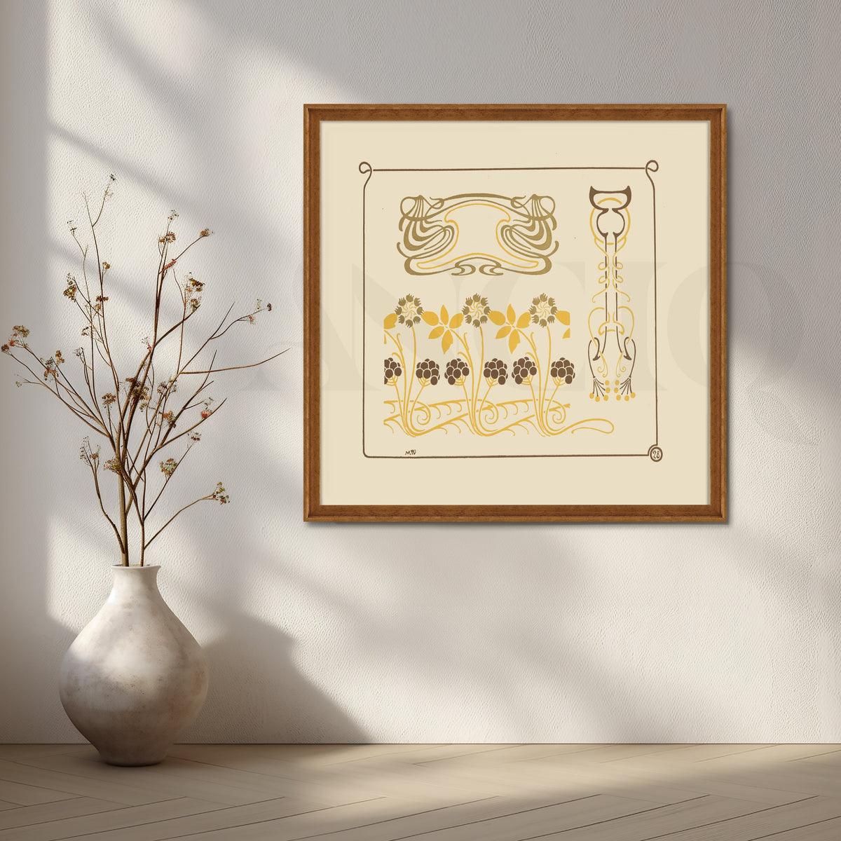 Nouveau Floral Line Canvas Artwork – Asha Art Studio – Image 6