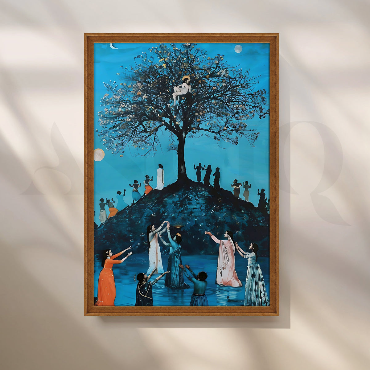 Midnight Melody Under the Tree Canvas Artwork – Asha Art Studio – Image 6