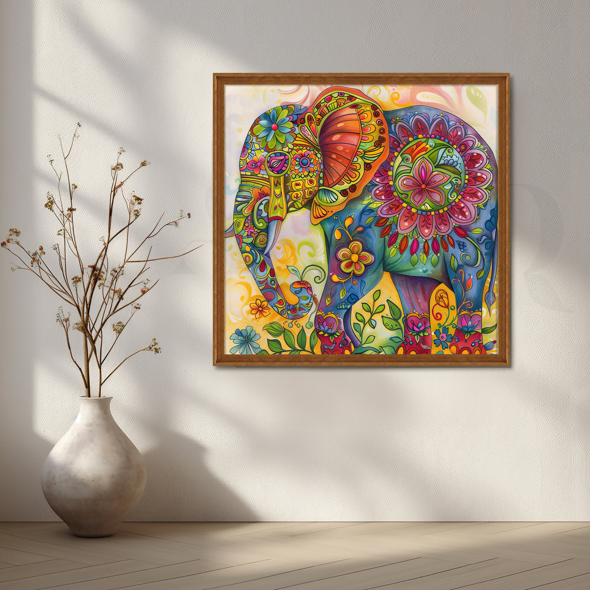 Boho Festival Elephant Canvas Artwork – Asha Art Studio – Image 6