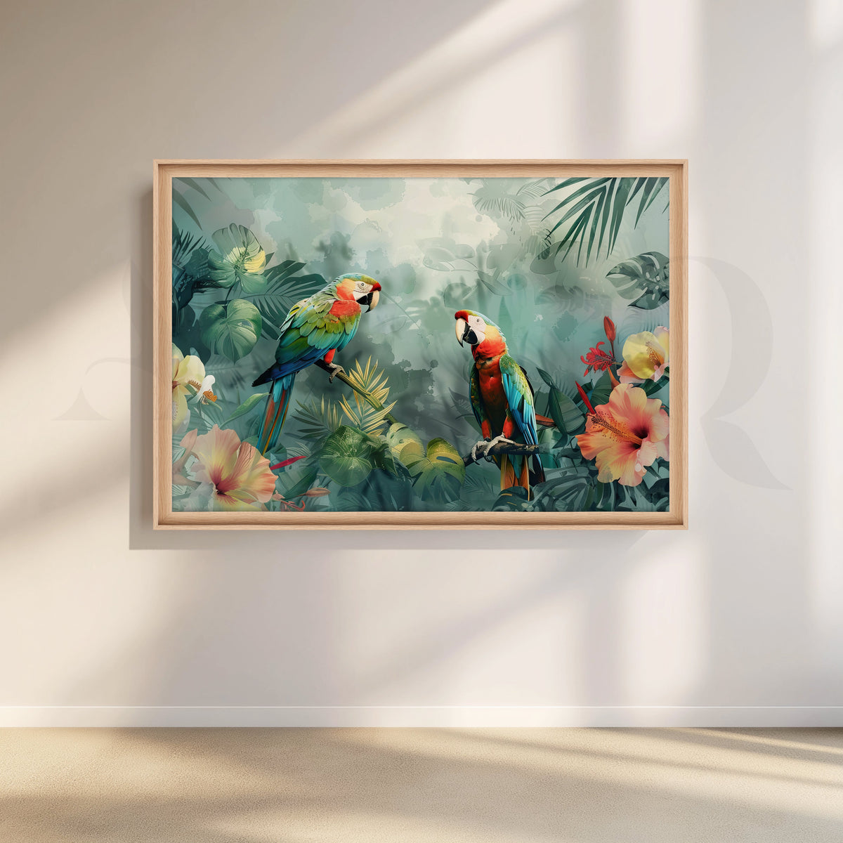Tropical Parrot Conversation Canvas Artwork – Asha Art Studio – Image 5