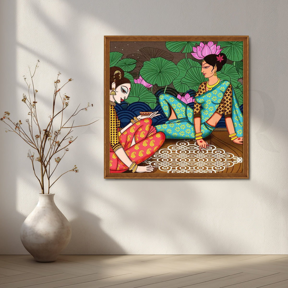Lotus Courtyard Women Traditional Artwork – Asha Art Studio – Image 6