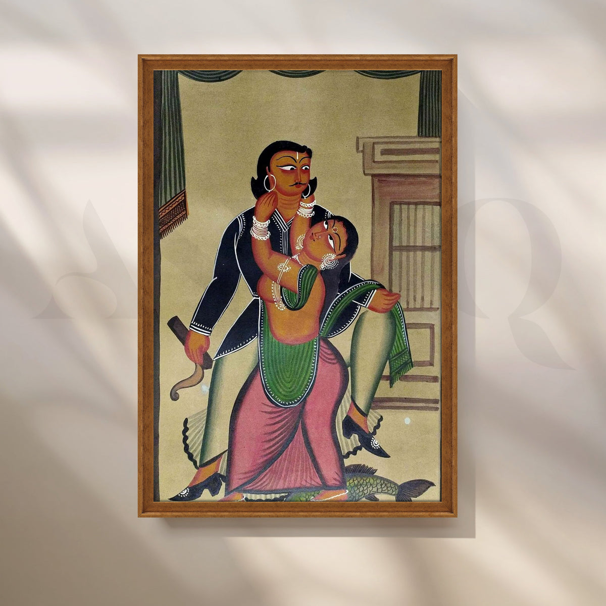 Classical Indian Couple Canvas Artwork – Asha Art Studio – Image 6