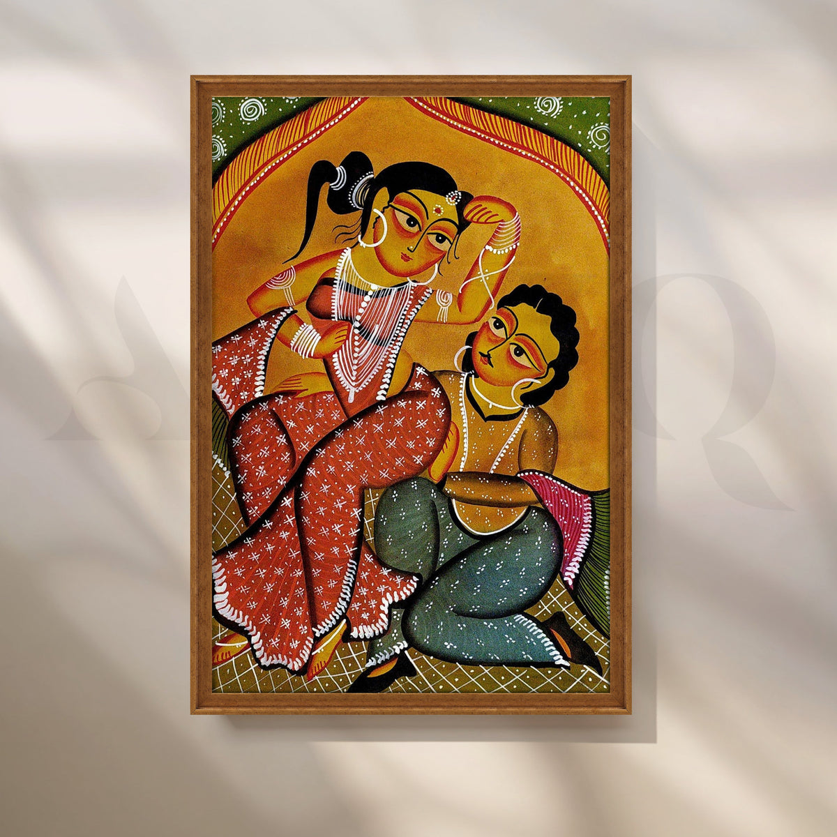 Bengali Folk Couple Canvas Artwork – Asha Art Studio – Image 6