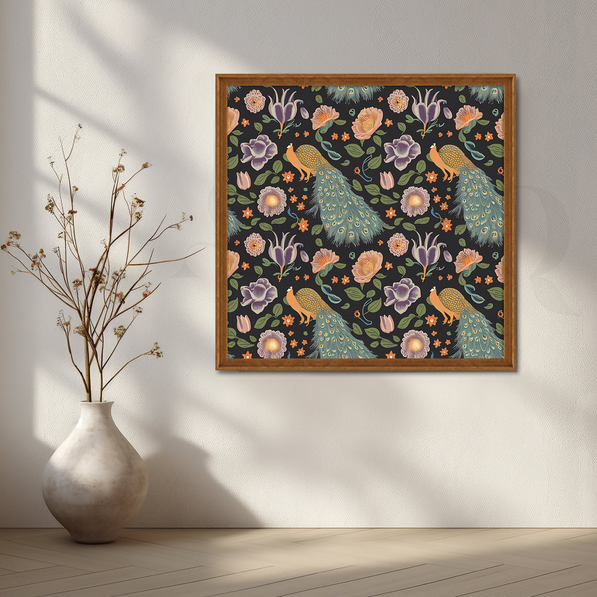 Golden Peacocks Canvas Artwork – Asha Art Studio – Image 6