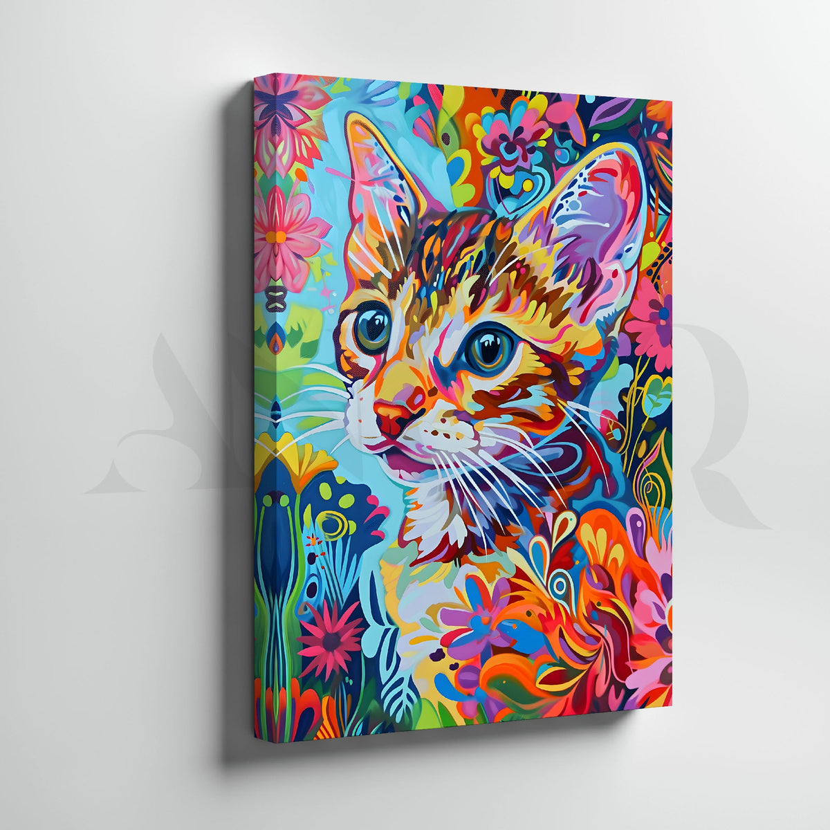 Colorful Cat Pop Art Canvas Artwork (Ready to Ship) – Asha Art Studio – Image 3
