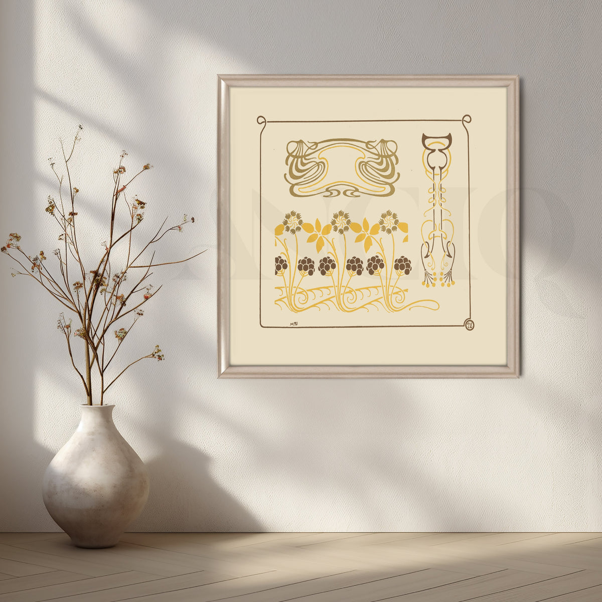 Nouveau Floral Line Canvas Artwork – Asha Art Studio – Image 4