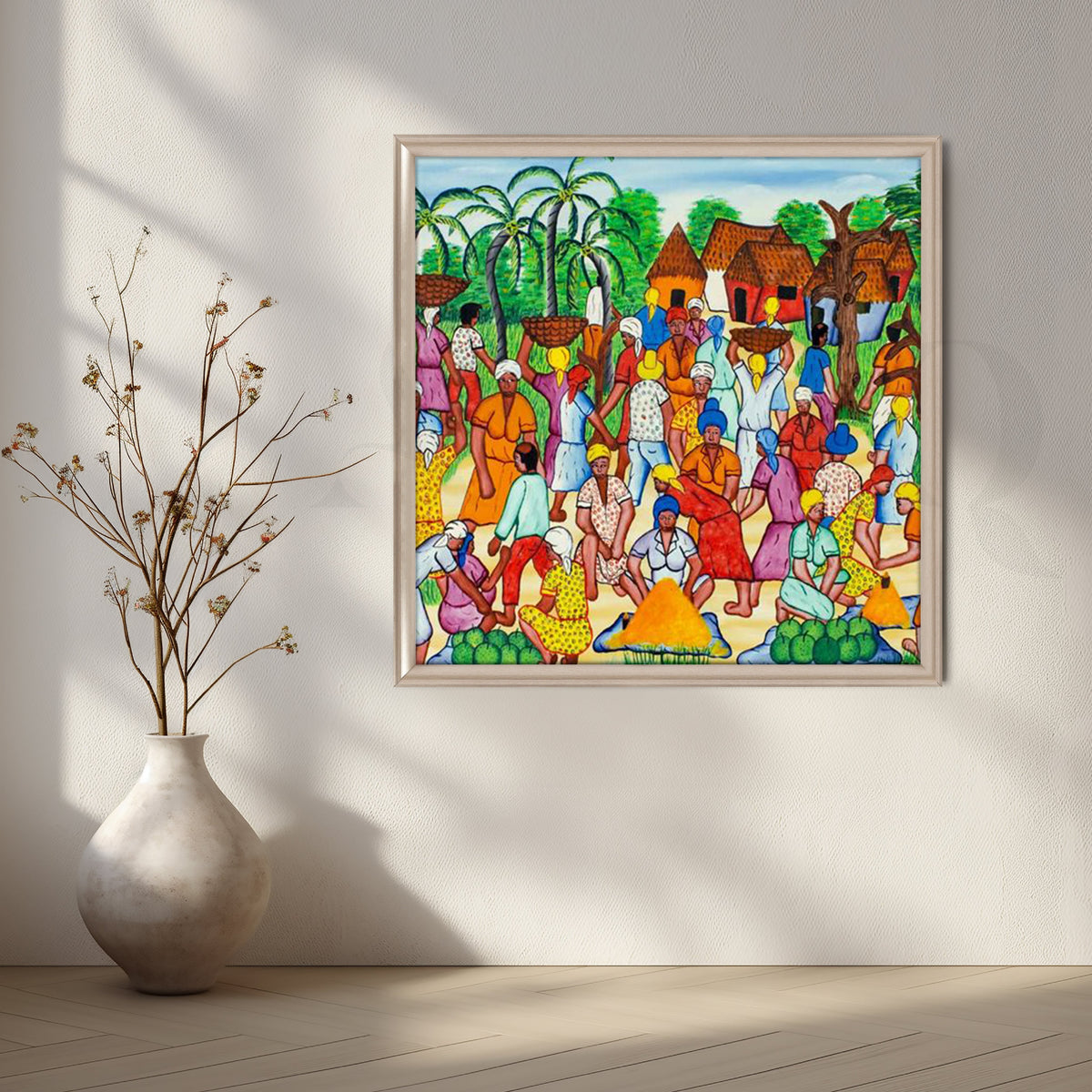 Vibrant Village Market Canvas Artwork – Asha Art Studio – Image 4