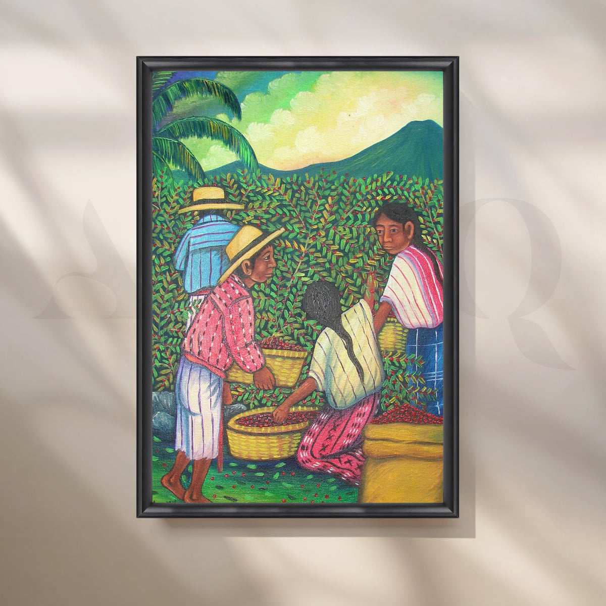 Coffee Harvest Village Canvas Artwork – Asha Art Studio – Image 3