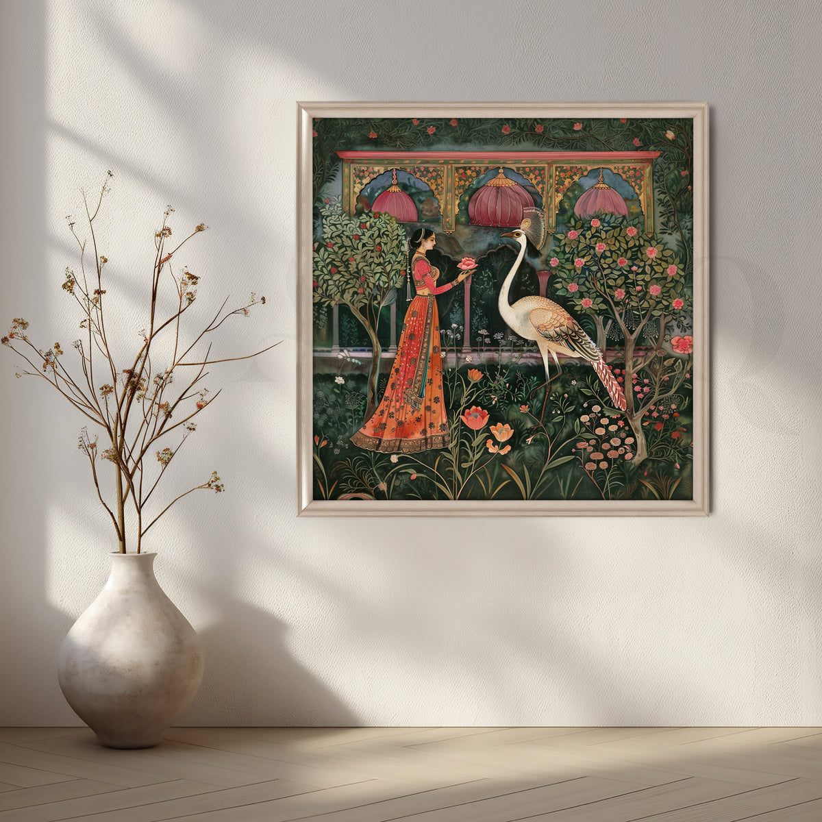 Moonlit Garden Encounter Canvas Artwork – Asha Art Studio – Image 4