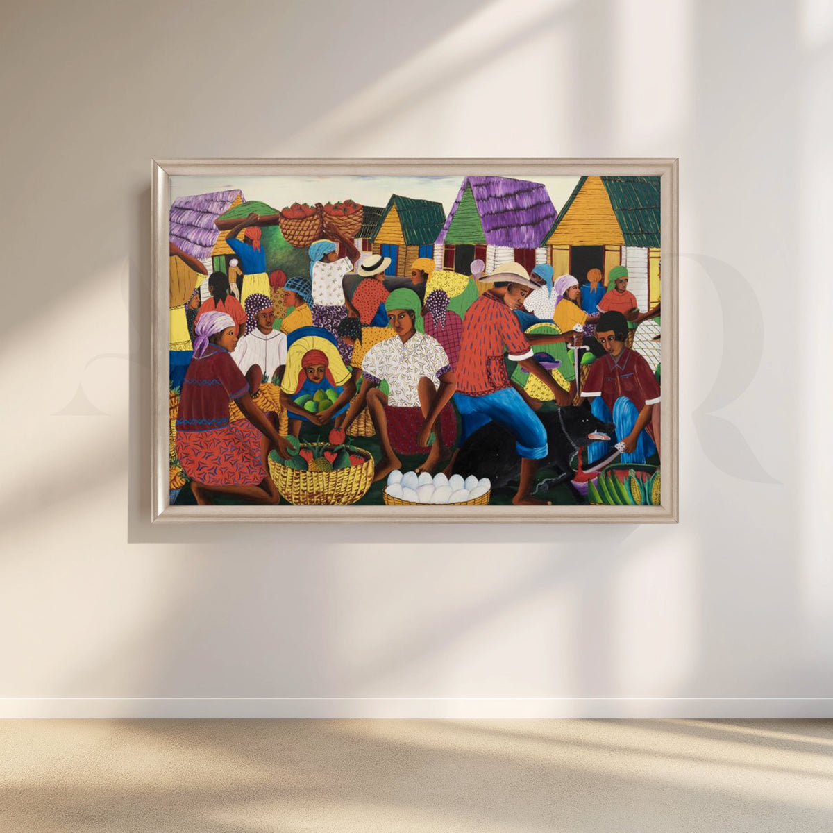 Colorful Village Market Canvas Artwork – Asha Art Studio – Image 4