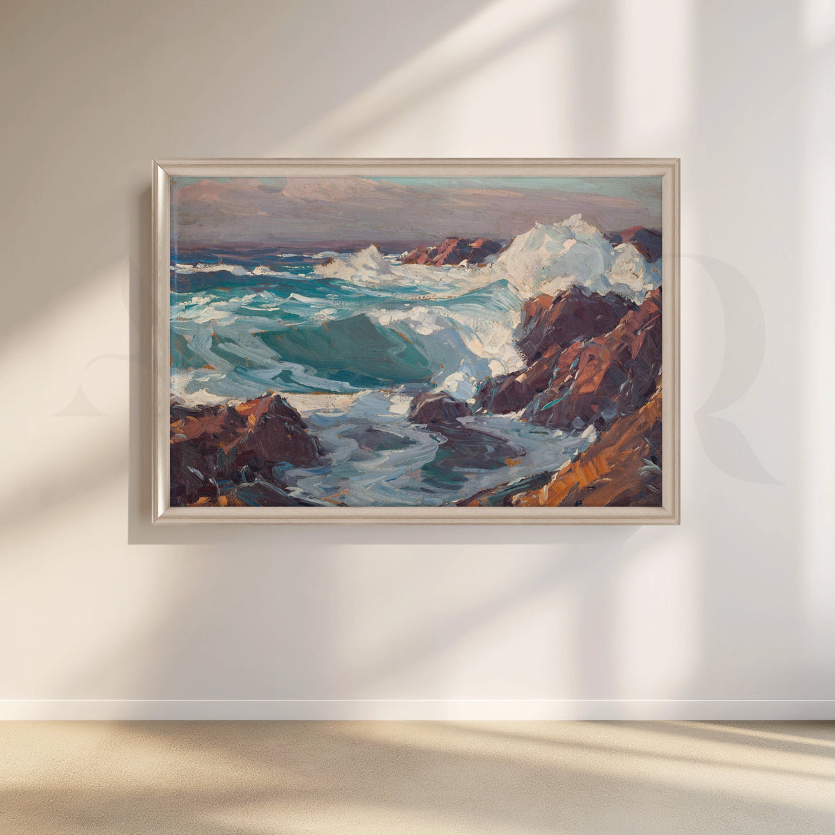 Crashing Waves on Rocks Canvas Artwork – Asha Art Studio – Image 4