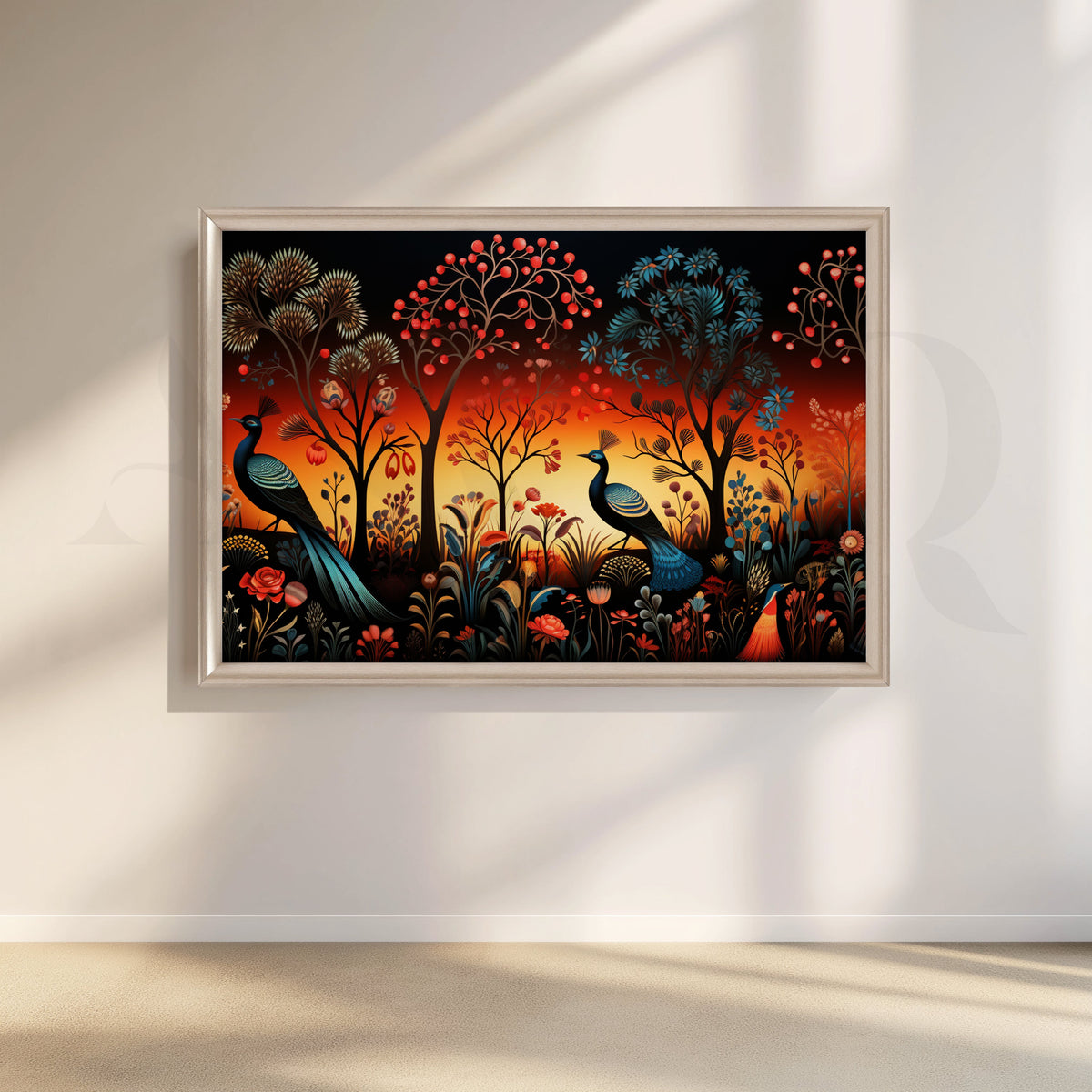 Sunset Peacock Forest Canvas Artwork – Asha Art Studio – Image 4