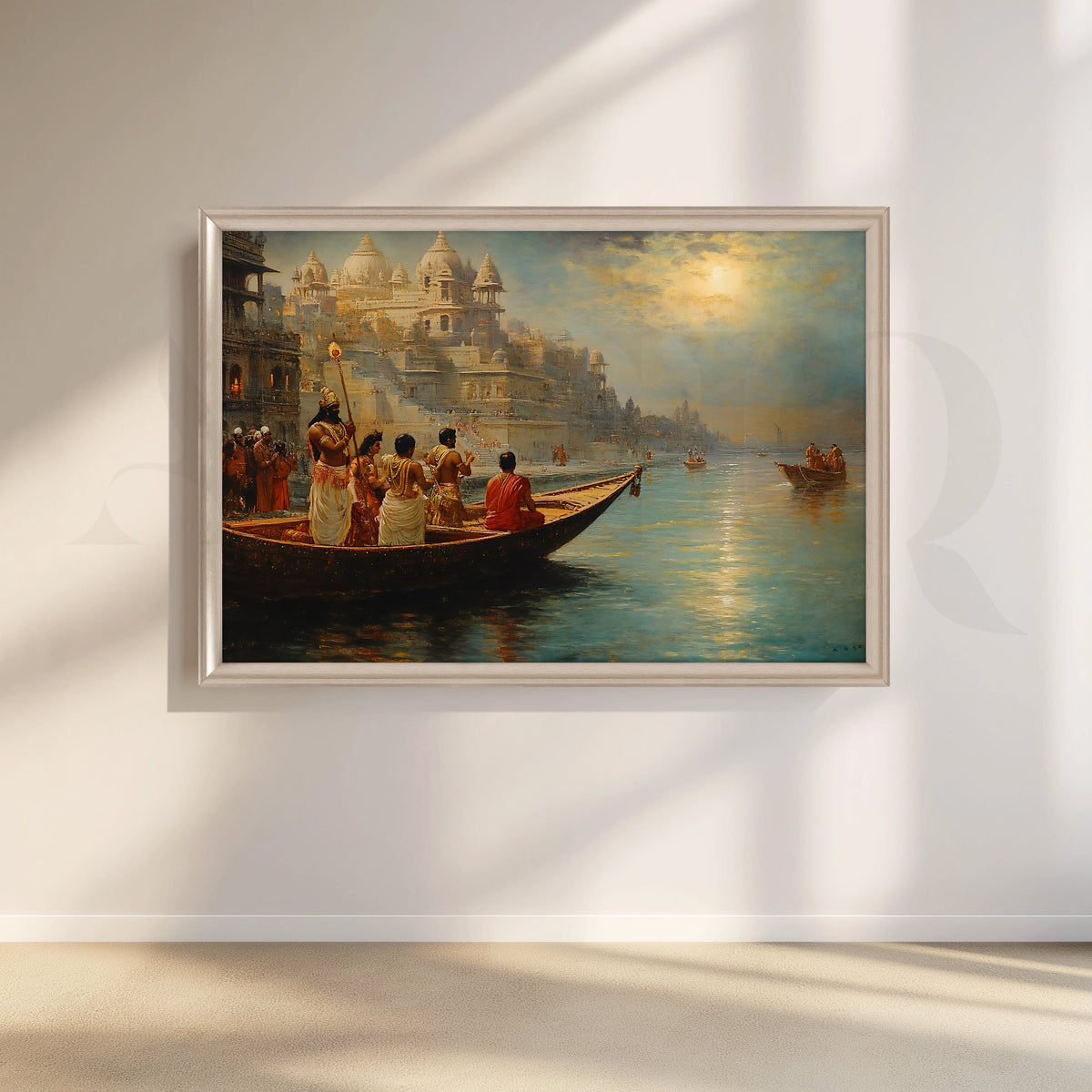 Morning Prayers by the Ghat Canvas Artwork – Asha Art Studio – Image 4
