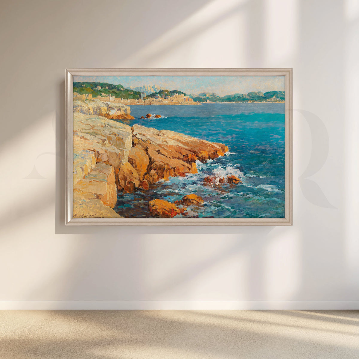 Golden Shoreline Vista Canvas Artwork – Asha Art Studio – Image 4