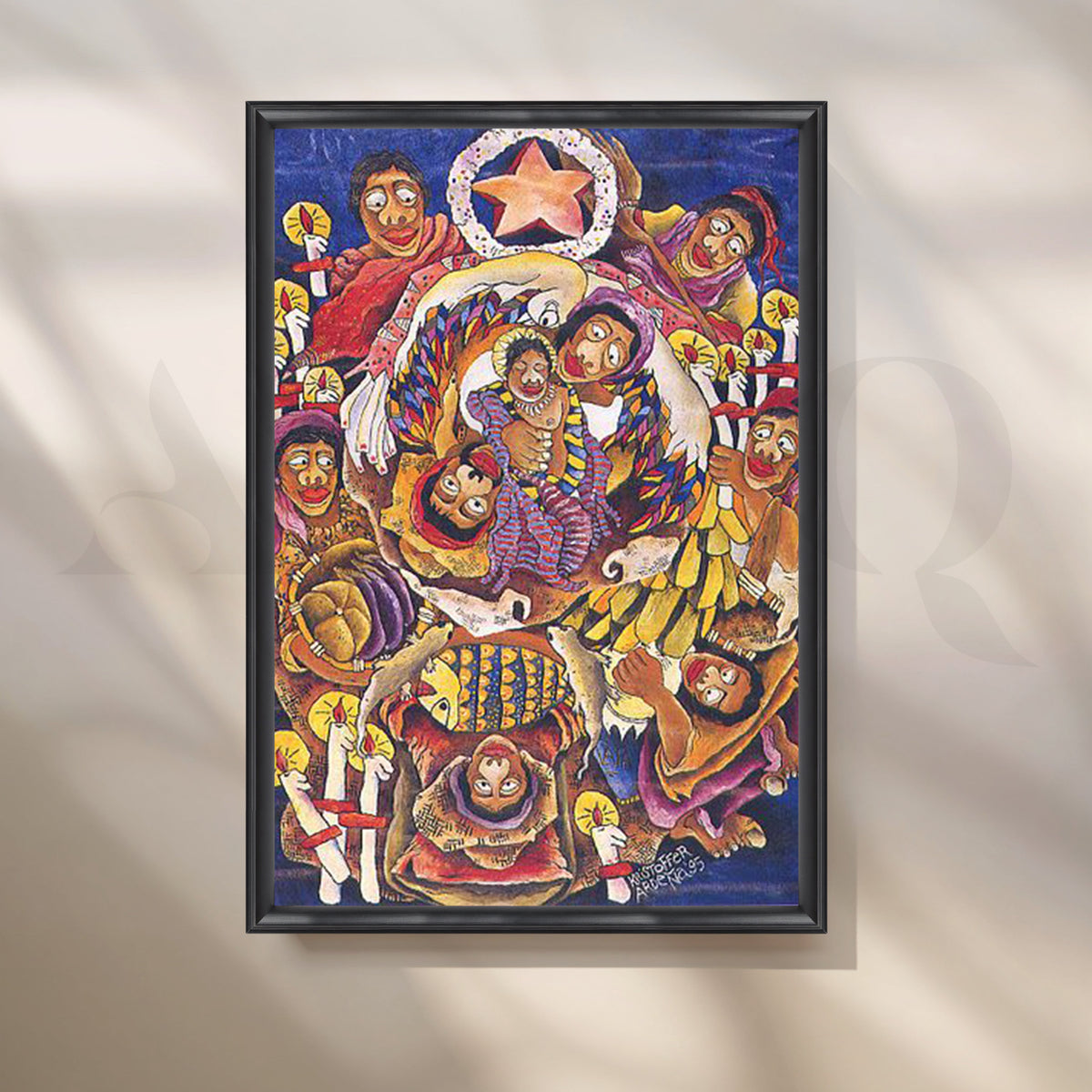 Festive Nativity Folk Canvas Artwork – Asha Art Studio – Image 3