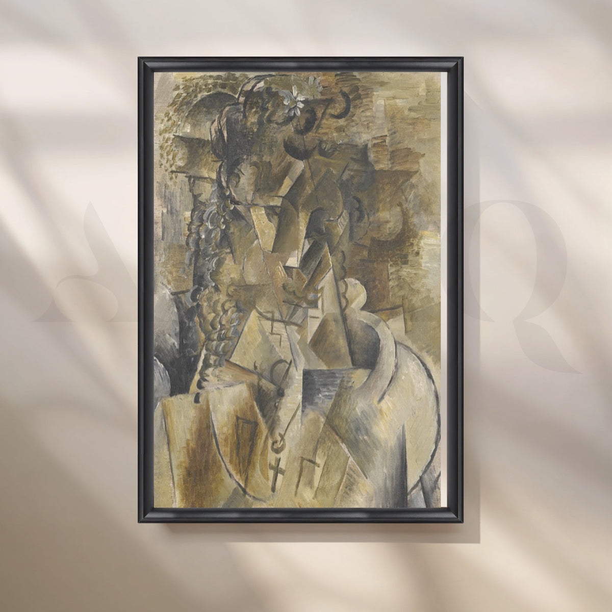 Neutral Cubist Portrait Modern Canvas Artwork – Asha Art Studio – Image 3