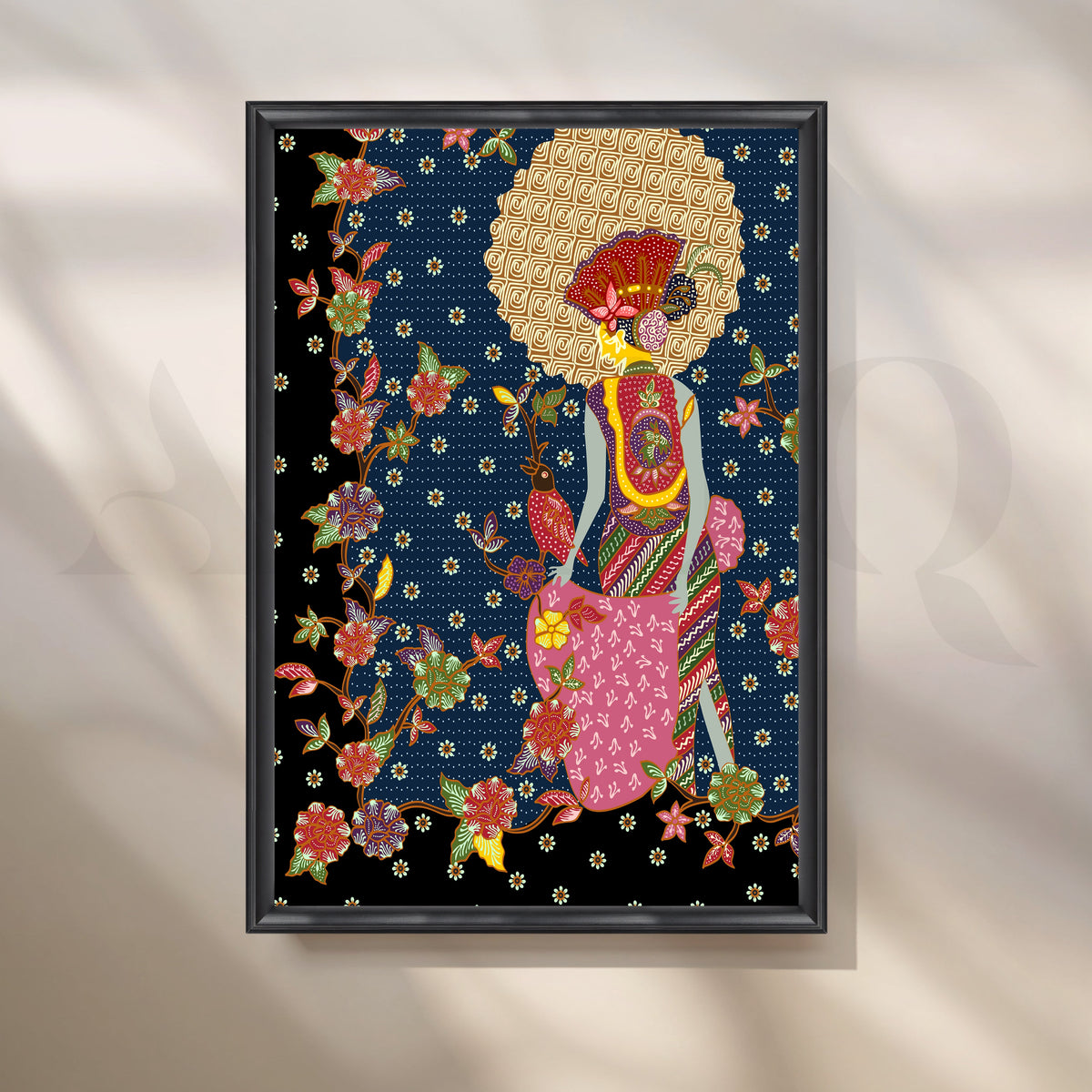 Batik Woman in Bloom Canvas Artwork – Asha Art Studio – Image 3